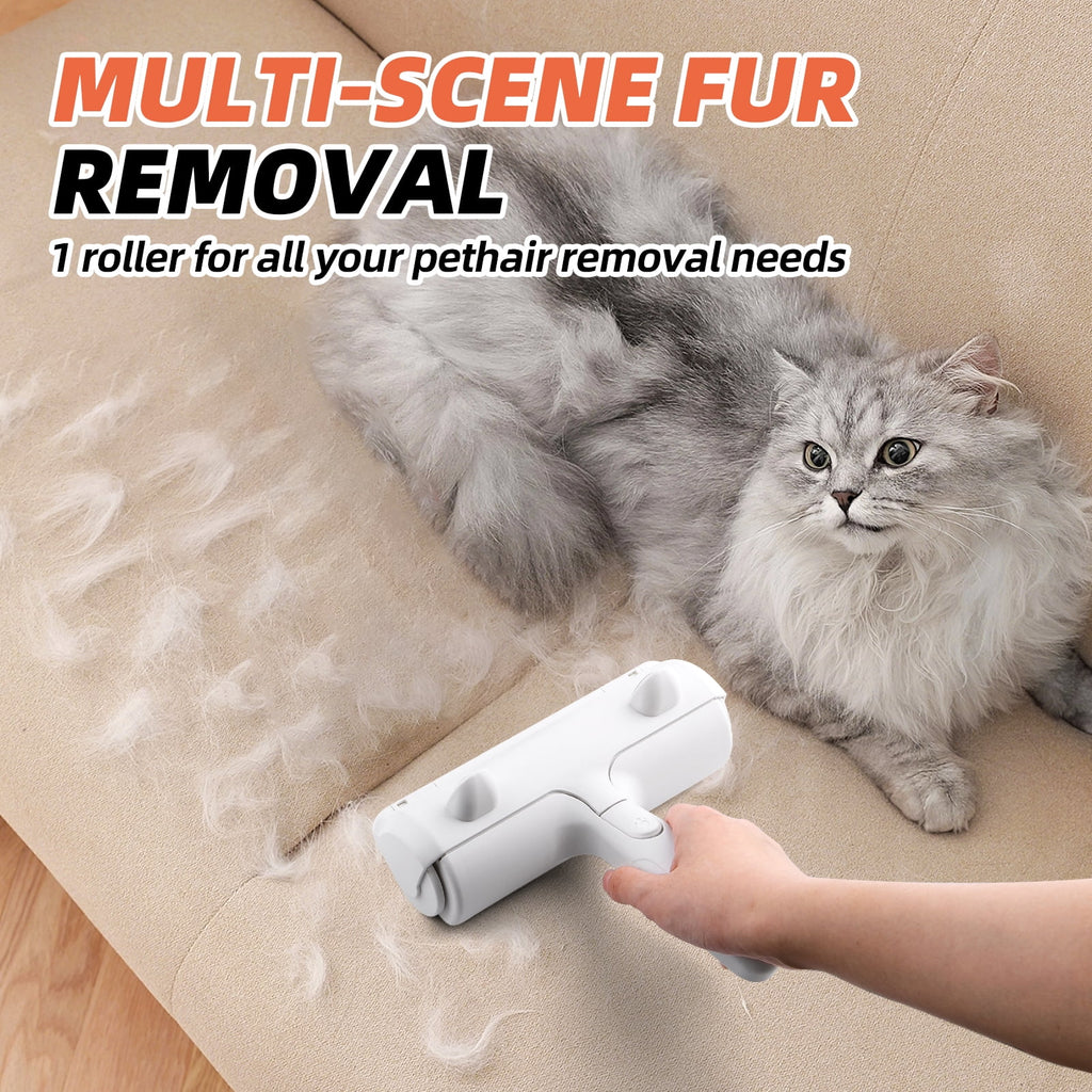 Resuable Pet Hair Remover Multi-Surface Cat & Dog Fur Lint Roller for Furniture & Clothing,White