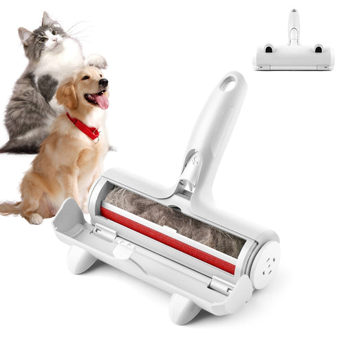 Resuable Pet Hair Remover Multi-Surface Cat & Dog Fur Lint Roller for Furniture & Clothing,White