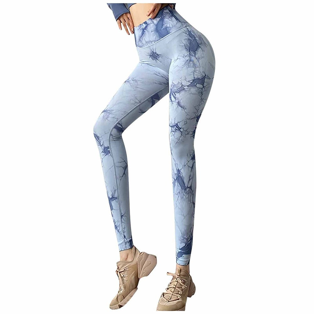High Elastic Tie-Dye Yoga Pants for Fitness and Running
